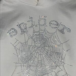 Sp5der OG Rhinestone Hoodie “White”